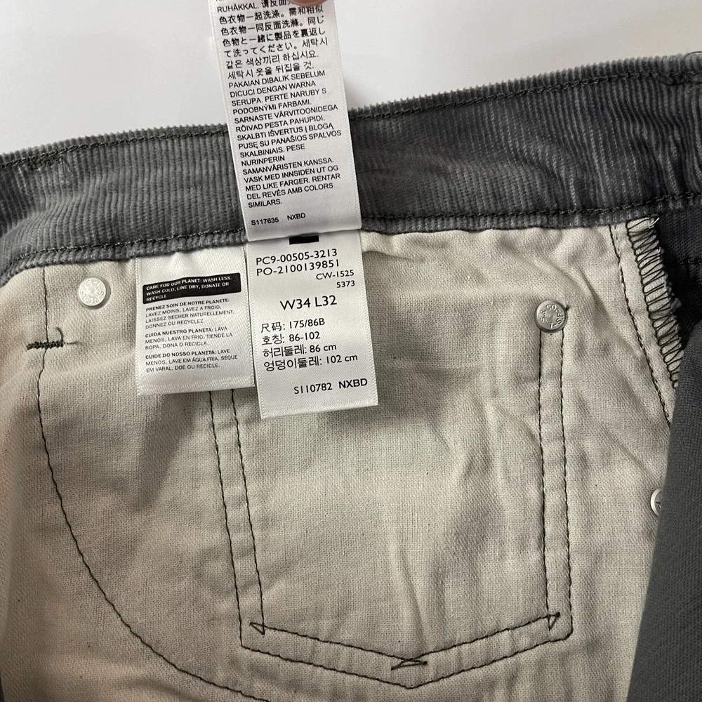 Levi's Pants Men's 34x32 Gray 505 Corduroy Pinwale Regular Fit Straight Preppy